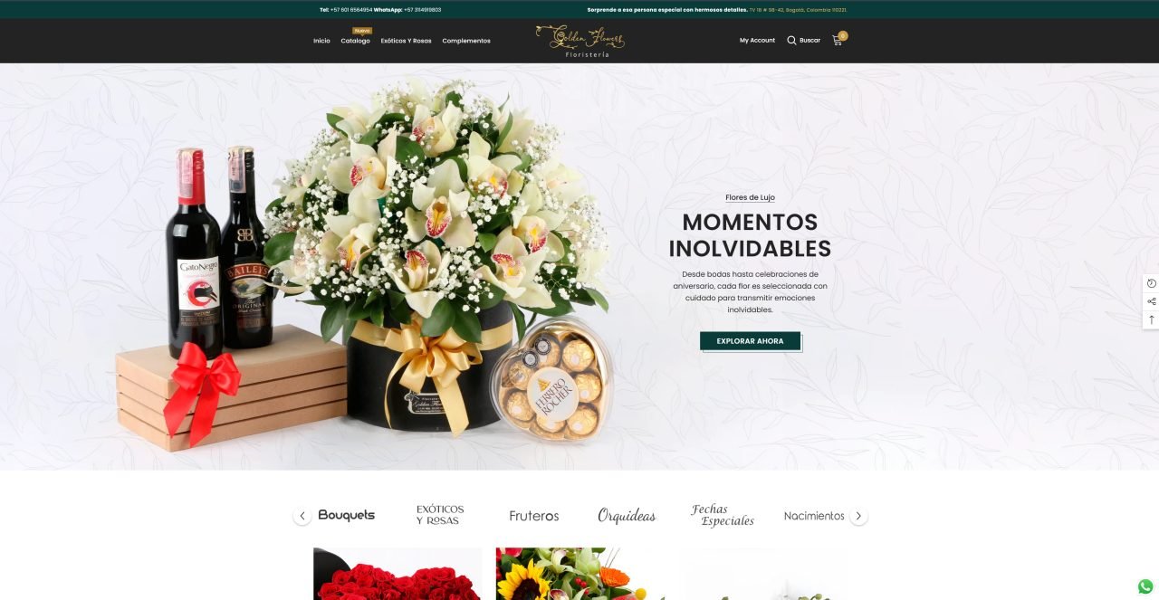 Floristería Golden Flowers — sitio web desarrollado por Triopcion