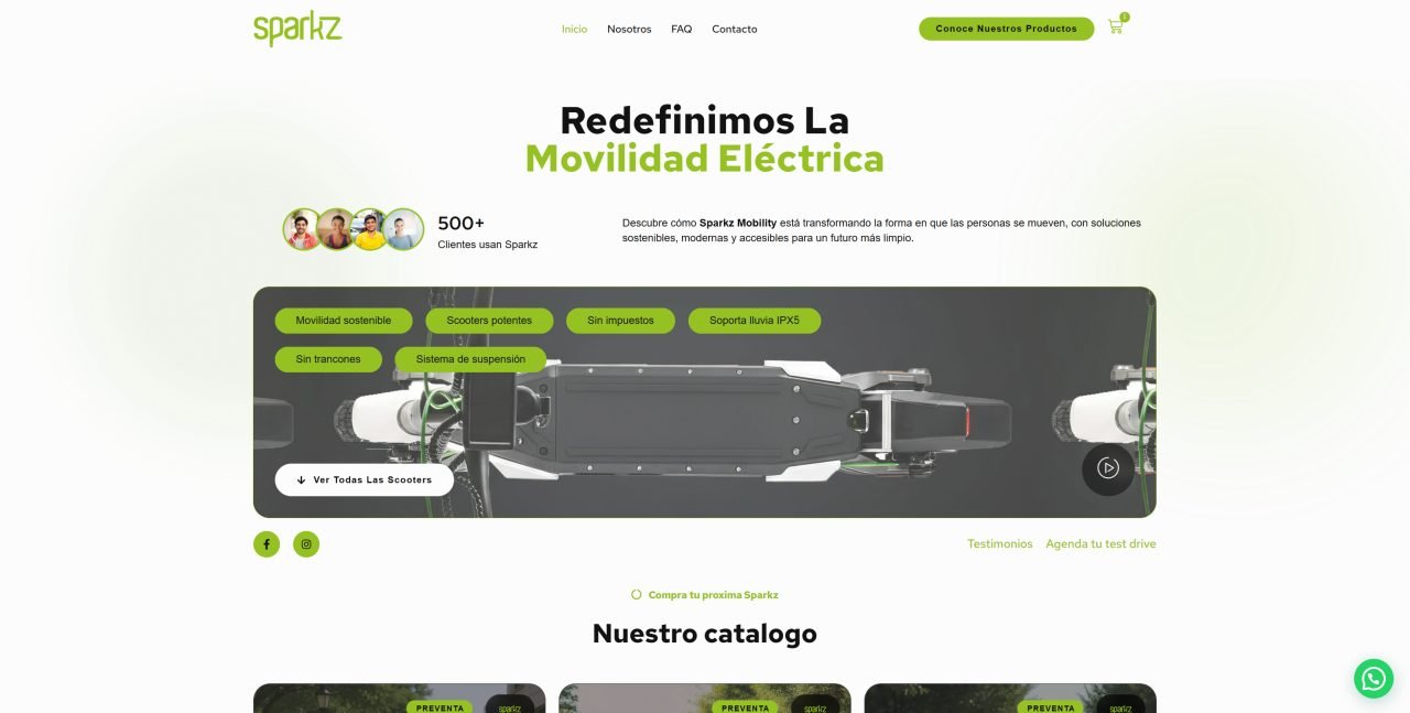 Sparkz Mobility — sitio web desarrollado por Triopcion